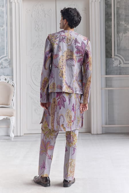 Mahima Mahajan Aalim Quilted Hand Embroidered Fanah Print Bundi Kurta Set 