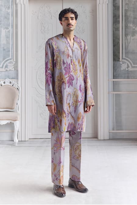 Mahima Mahajan Aariz Fanah Print Pleated Kurta & Pintuck Trouser 