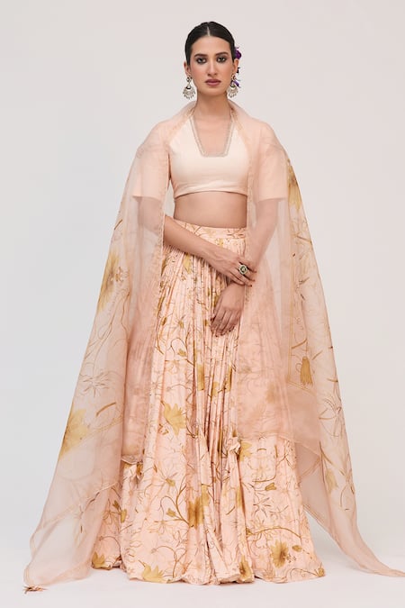 Ruchi Marodia Krishna Kamal Print Lehenga Set 