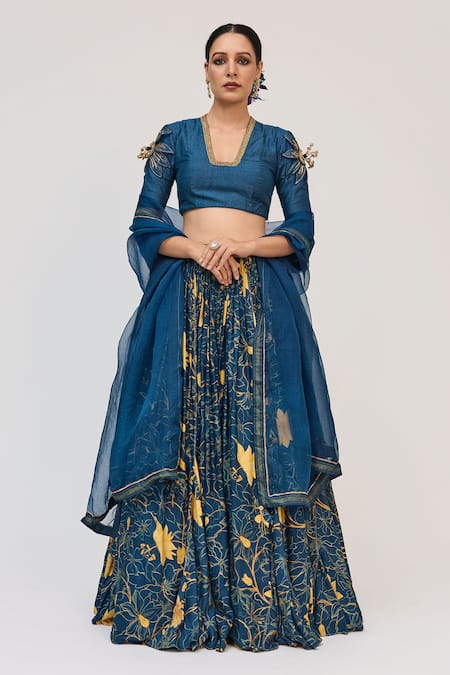 Ruchi Marodia Krishna Kamal Embroidered Lehenga Set 
