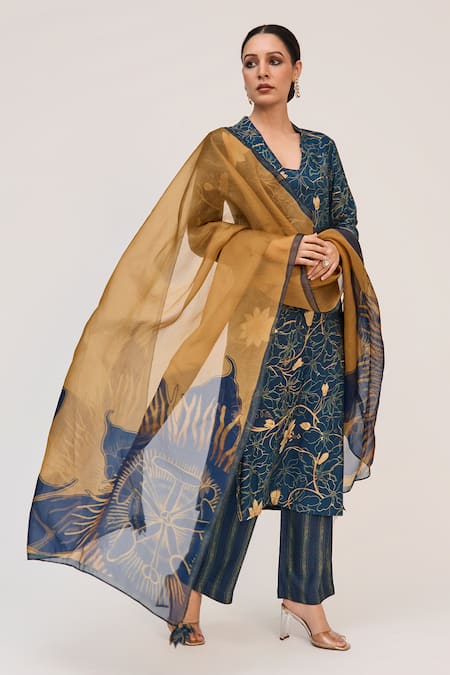 Ruchi Marodia Krishna Kamal Print Kurta Set 