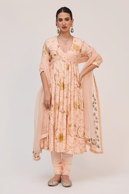 Ruchi Marodia Krishna Kamal Print Anarkali Set 