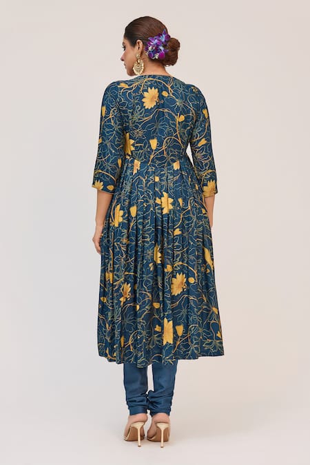 Ruchi Marodia Krishna Kamal Digital Print Anarkali Churidar Set 