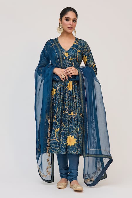 Ruchi Marodia Krishna Kamal Digital Print Anarkali Churidar Set 
