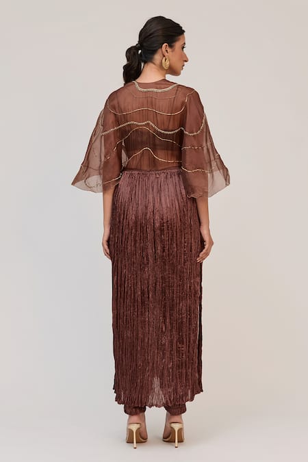 Ruchi Marodia Tree Trunk Embroidered Crushed Silk Kurta Set 