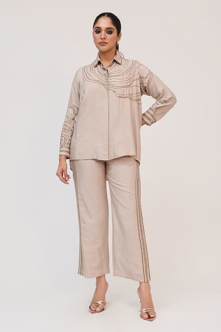 Ruchi Marodia Tree Trunk Embroidered Shirt & Pant Set 