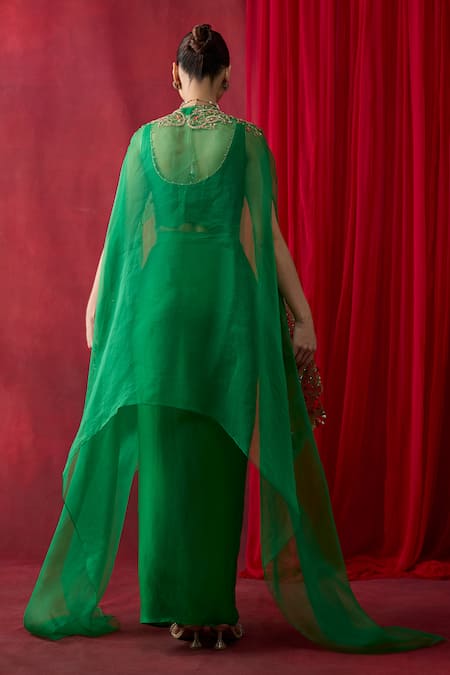 Shikha Mehta Zuma Embroidered Cape Skirt Set 