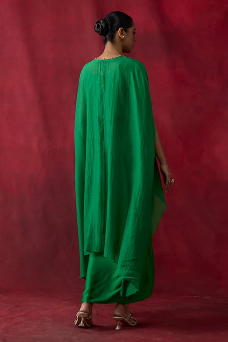 Shikha Mehta Grisha Embroidered Cape Top With Skirt 