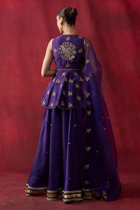 Shikha Mehta Jasleen Embroidered Peplum Kurta Sharara Set 