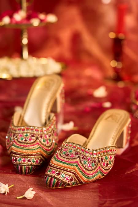 House Of Vian Suhani Mirror Embroidered Mule Heels 