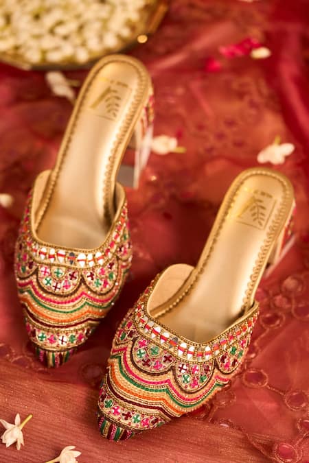 House Of Vian Suhani Mirror Embroidered Mule Heels 