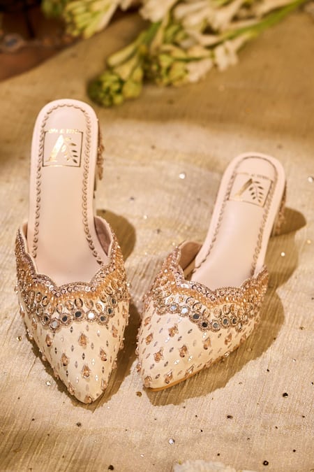 House Of Vian Shabnam Hand Embroidered Mule Heels 