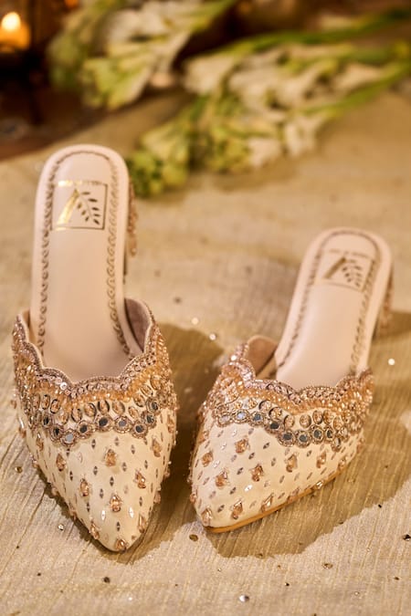 House Of Vian Shabnam Hand Embroidered Mule Heels 