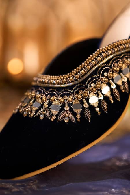 Buy House Of Vian Navy Sequins, Mirrors, Zari, Beads Falak Embellished Mule Heels Online at Aza Fashions Buy_House Of Vian_Navy Sequins, Mirrors, Zari, Beads Falak Embellished Mule Heels _Online_at_Aza_Fashions