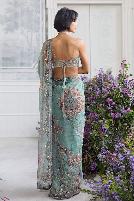 Mahima Mahajan Ishika Floral Embroidered Pre-Draped Saree & Padded Blouse 