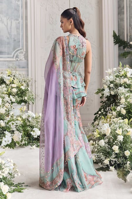 Mahima Mahajan Hawa Printed Peplum Corset Sharara Set 