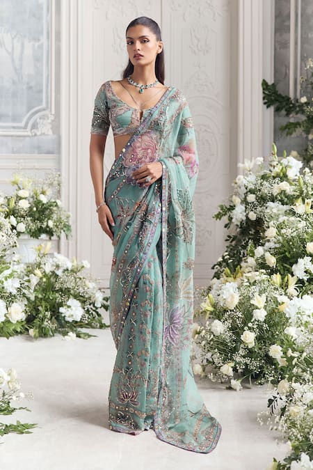 Mahima Mahajan Uzma Embroidered Pre-Draped Saree With Blouse 