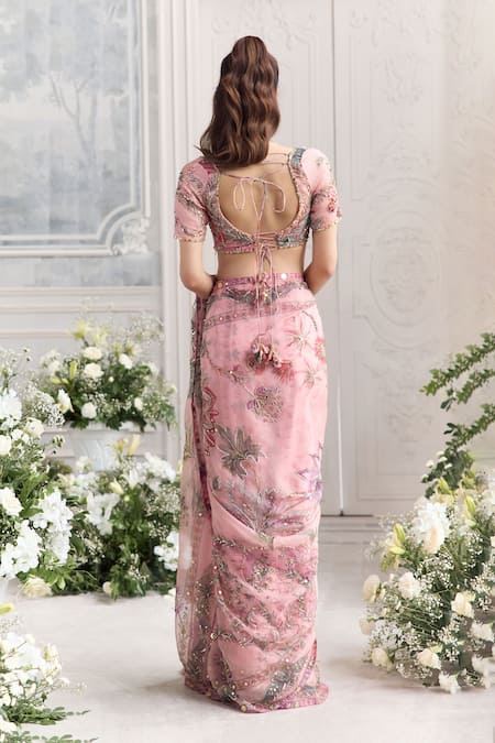 Mahima Mahajan Chahat Embroidered Pre-Draped Saree With Blouse 