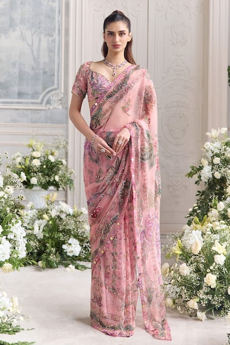 Mahima Mahajan Chahat Embroidered Pre-Draped Saree With Blouse 