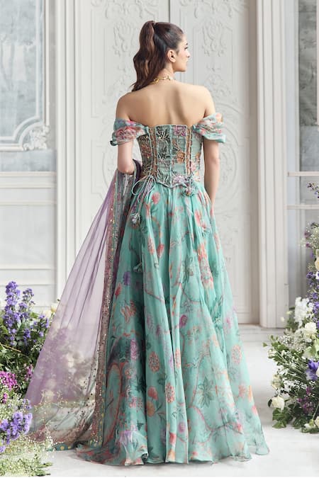 Mahima Mahajan Camila Floral Print Corset Lehenga Set  