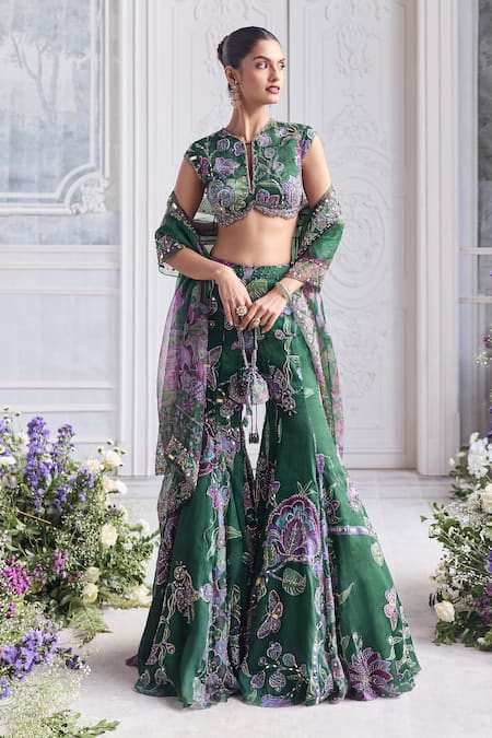 Mahima Mahajan Nora Floral Embroidered Blouse & Sharara Set 