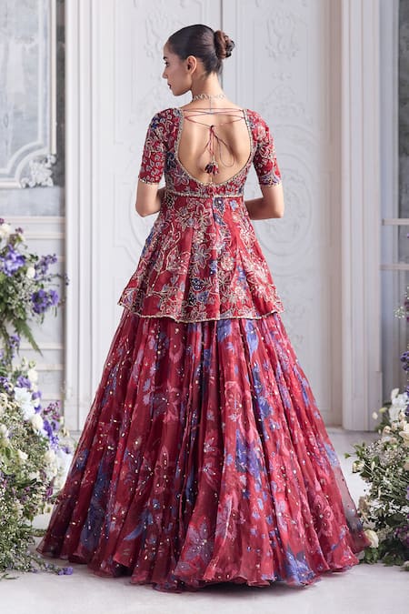 Mahima Mahajan Selina Embroidered Peplum Kurta & Lehenga Set 