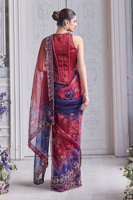 Mahima Mahajan Farisha Embroidered Corset & Printed Saree Set 
