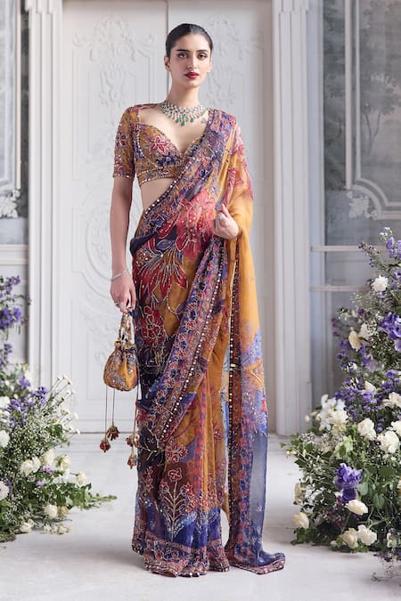 Mahima Mahajan Shahzain Printed & Embroidered Pre-Draped Saree Set 