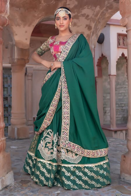 Nidhi Kejriwal Zari & Thread Embroidered Lehenga Saree With Blouse 
