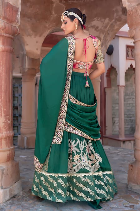 Nidhi Kejriwal Zari & Thread Embroidered Lehenga Saree With Blouse 