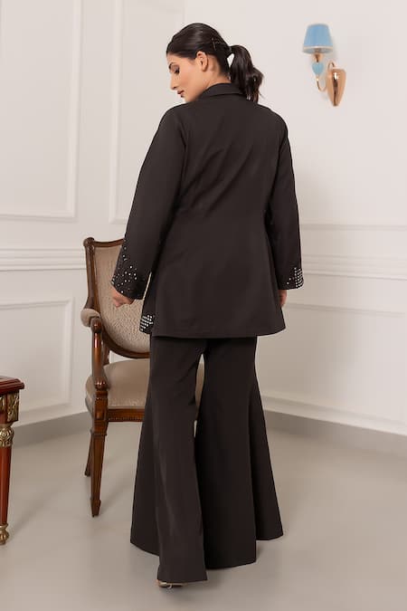 Nidhi Kejriwal Sequined Mirror Work Coat & Palazzo Set 