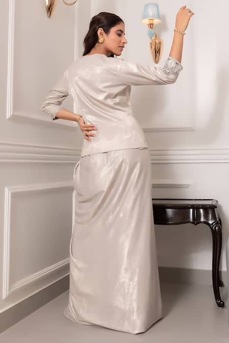 Nidhi Kejriwal Embroidered Jacket & Draped Skirt Set 