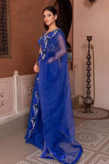 Buy Nidhi Kejriwal Blue Tissue, Satin, Organza Sequins, Beads, Embroidered Blouse And Lehenga Set Online at Aza Fashions Buy_Nidhi Kejriwal_Blue Tissue, Satin, Organza Sequins, Beads, Embroidered Blouse And Lehenga Set _Online_at_Aza_Fashions
