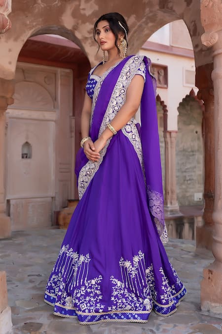 Shop Nidhi Kejriwal Purple Silk, Organza Zari, Sequins, Pearls, Handwork And Sequence Lehenga Set Online at Aza Fashions Shop_Nidhi Kejriwal_Purple Silk, Organza Zari, Sequins, Pearls, Handwork And Sequence Lehenga Set _Online_at_Aza_Fashions