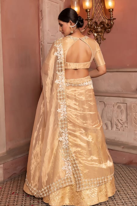 Nidhi Kejriwal Embellished Tissue Lehenga Blouse & Dupatta Set 