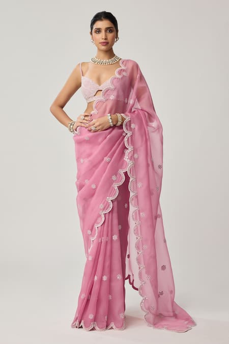 Vvani By Vani Vats Organza Embroidered Saree With Blouse 