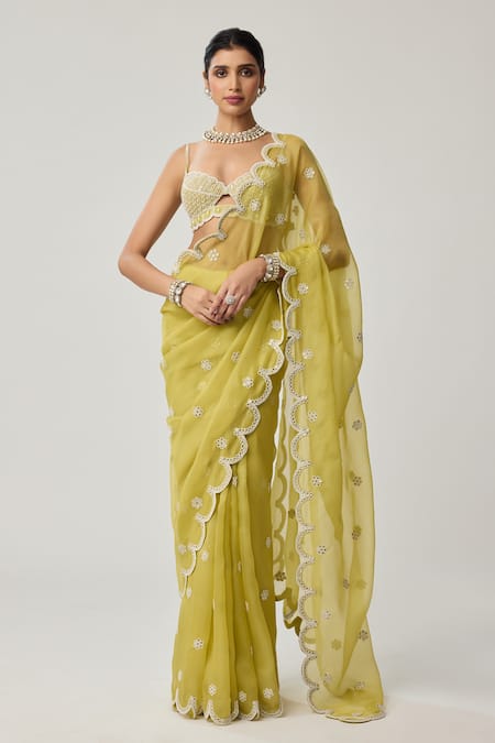 Vvani By Vani Vats Organza Embroidered Saree With Blouse 