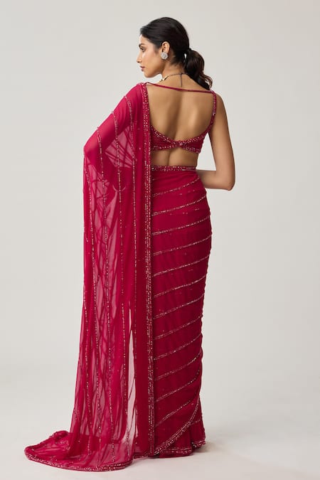 Vvani By Vani Vats Crystal Saree With Embroidered Blouse 