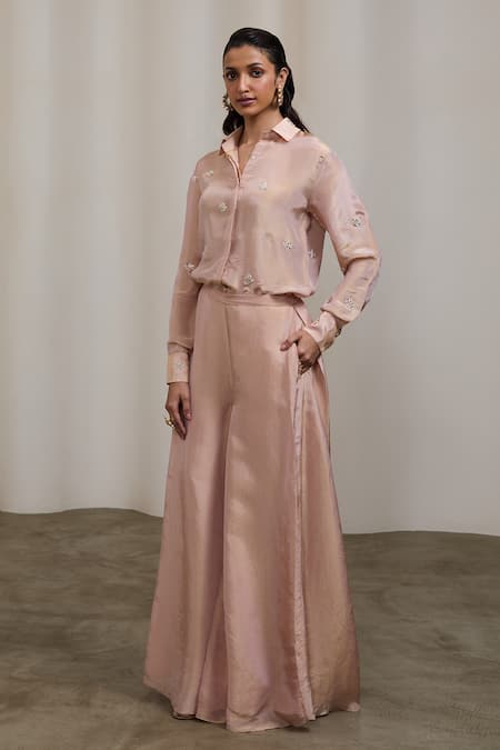 Sheela Suthar Embroidered Shirt & Flared Pant Set 