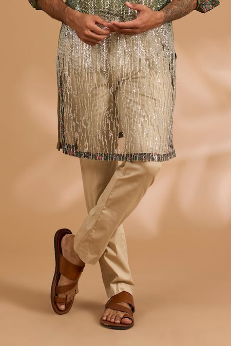 Rabani & Rakha Green Georgette, Cotton, Silk Sequins, Beads And Cutdana Embroidered Kurta Set Online at Aza Fashions Rabani & Rakha_Green Georgette, Cotton, Silk Sequins, Beads And Cutdana Embroidered Kurta Set _Online_at_Aza_Fashions