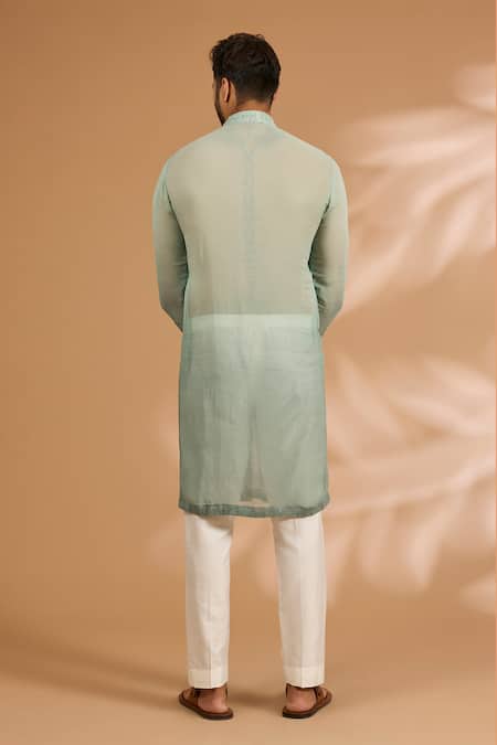 Shop Rabani & Rakha Green Georgette, Cotton, Silk Sequins, Shaded And Cutdana Embroidered Kurta Set at Aza Fashions Shop_Rabani & Rakha_Green Georgette, Cotton, Silk Sequins, Shaded And Cutdana Embroidered Kurta Set _at_Aza_Fashions