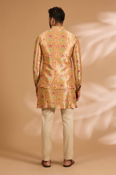 Rabani & Rakha Benarsi Zari Print Bundi Kurta Set 