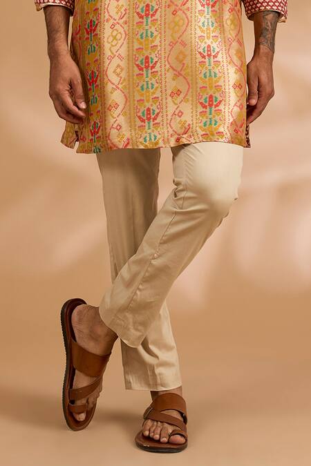 Rabani & Rakha_Multi Color Silk, Cotton Zari Banarasi Print Kurta Set _Online_at_Aza_Fashions