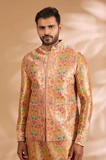 Rabani & Rakha Zari Benarsi Printed Bundi 