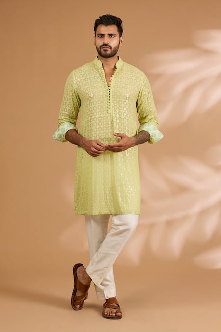 Rabani & Rakha Jaal Thread & Sequin Work Kurta With Pant 