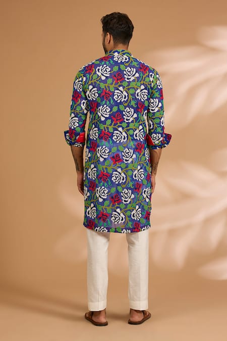 Rabani & Rakha Multi Color Thread Jaal Kurta With Pant 