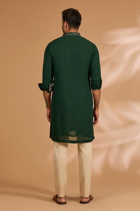 Rabani & Rakha Geometric Sequin Embroidered Kurta & Pant Set 