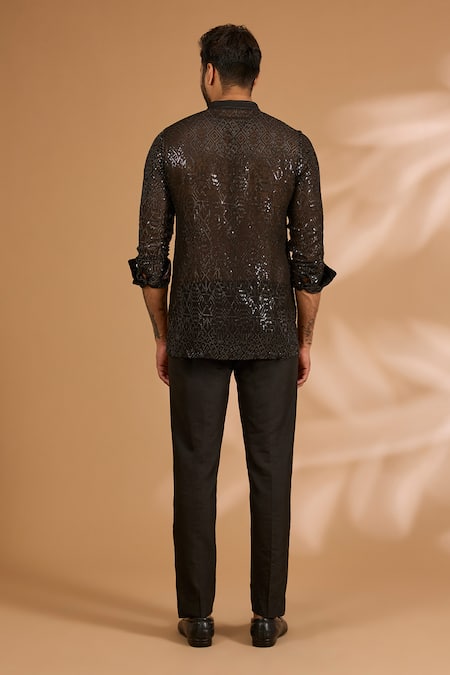 Rabani & Rakha Sequin Jaal Shirt With Pant 