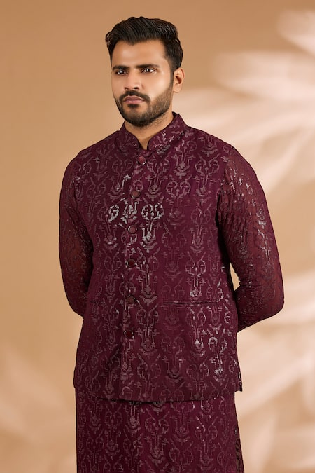 Rabani & Rakha Georgette Sequin Jaal Bundi 