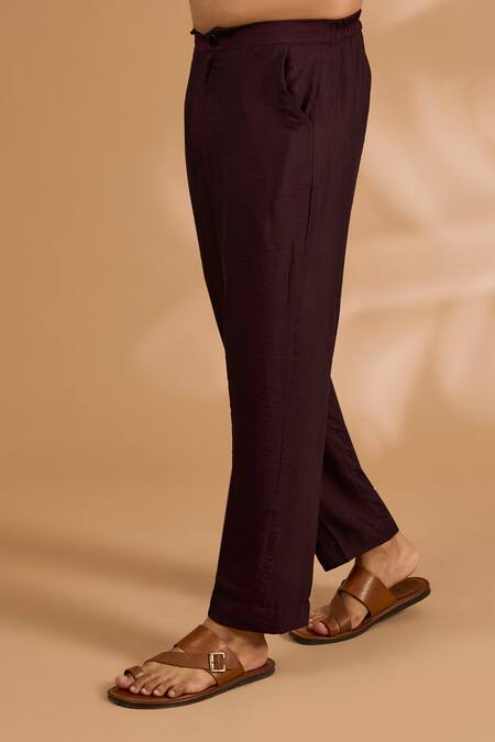 Rabani & Rakha_Maroon Georgette, Cotton, Silk Sequins, Foil Printing Jaal Kurta With Pant _Online_at_Aza_Fashions